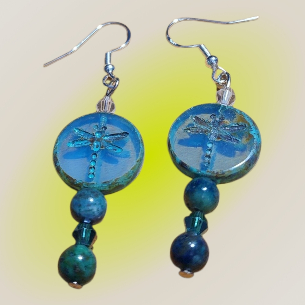 Blue Dragonfly Dangle Earrings - Women's Jewelry